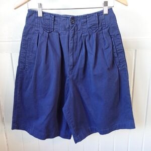VIntage 90s GAP Navy Blue Pleated Shorts Womens 9 High Rise Retro Nautical Mom